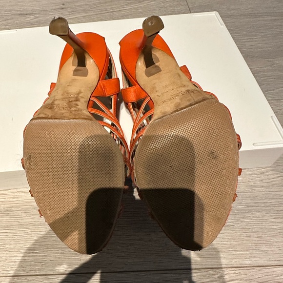 Jimmy Choo, size 5.5, used, good condition, orange leather, high heel - Picture 7 of 11